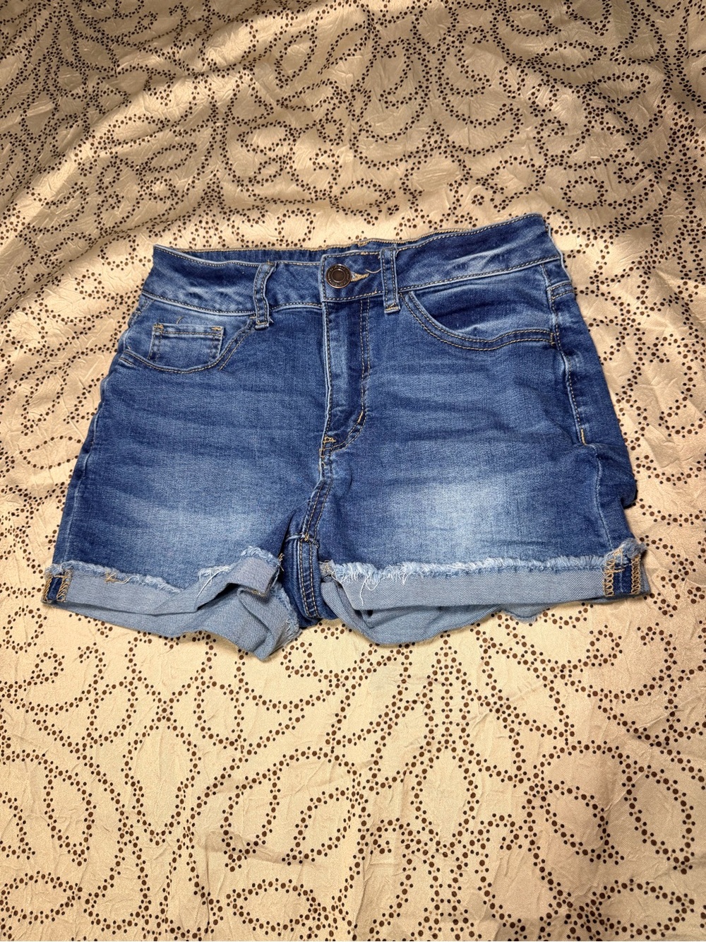 Denim Cutoff Shorts Size 7/28 Stretch Frayed Hem